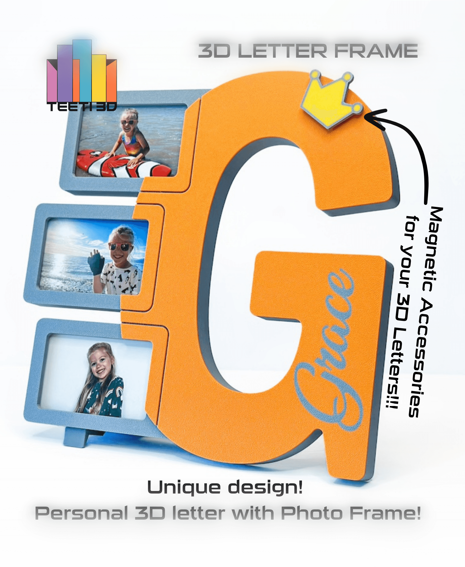3D Letter "G" with Photo Frame 3d model
