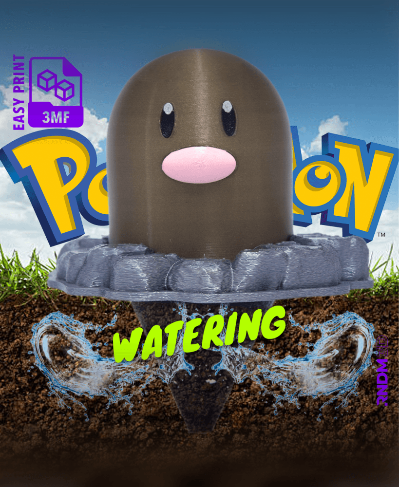 Diglett Funnel (Easy Print .3mf) - Watering Plants *by RNDM3D* 3d model