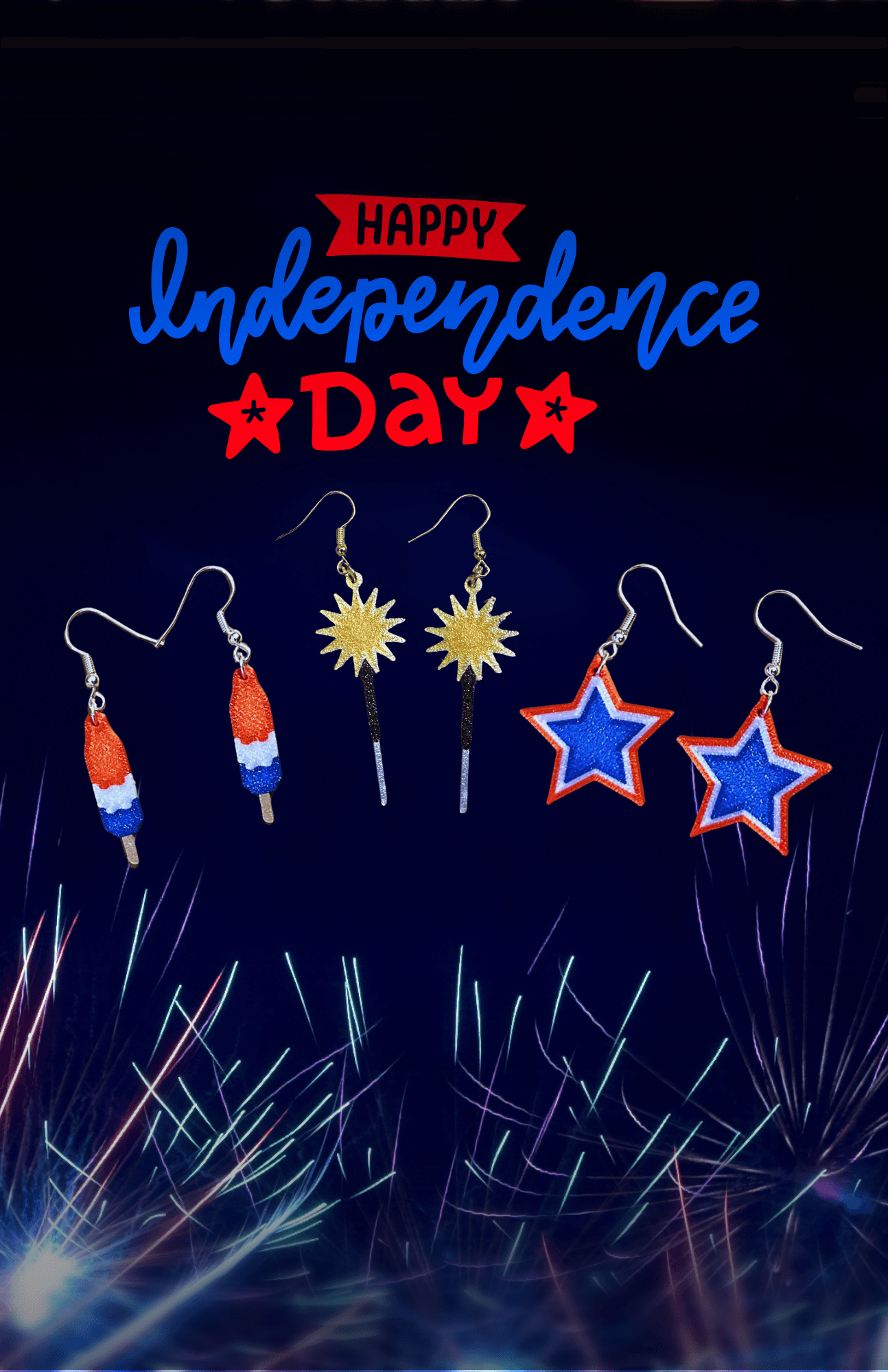 4th of July Earrings 3d model