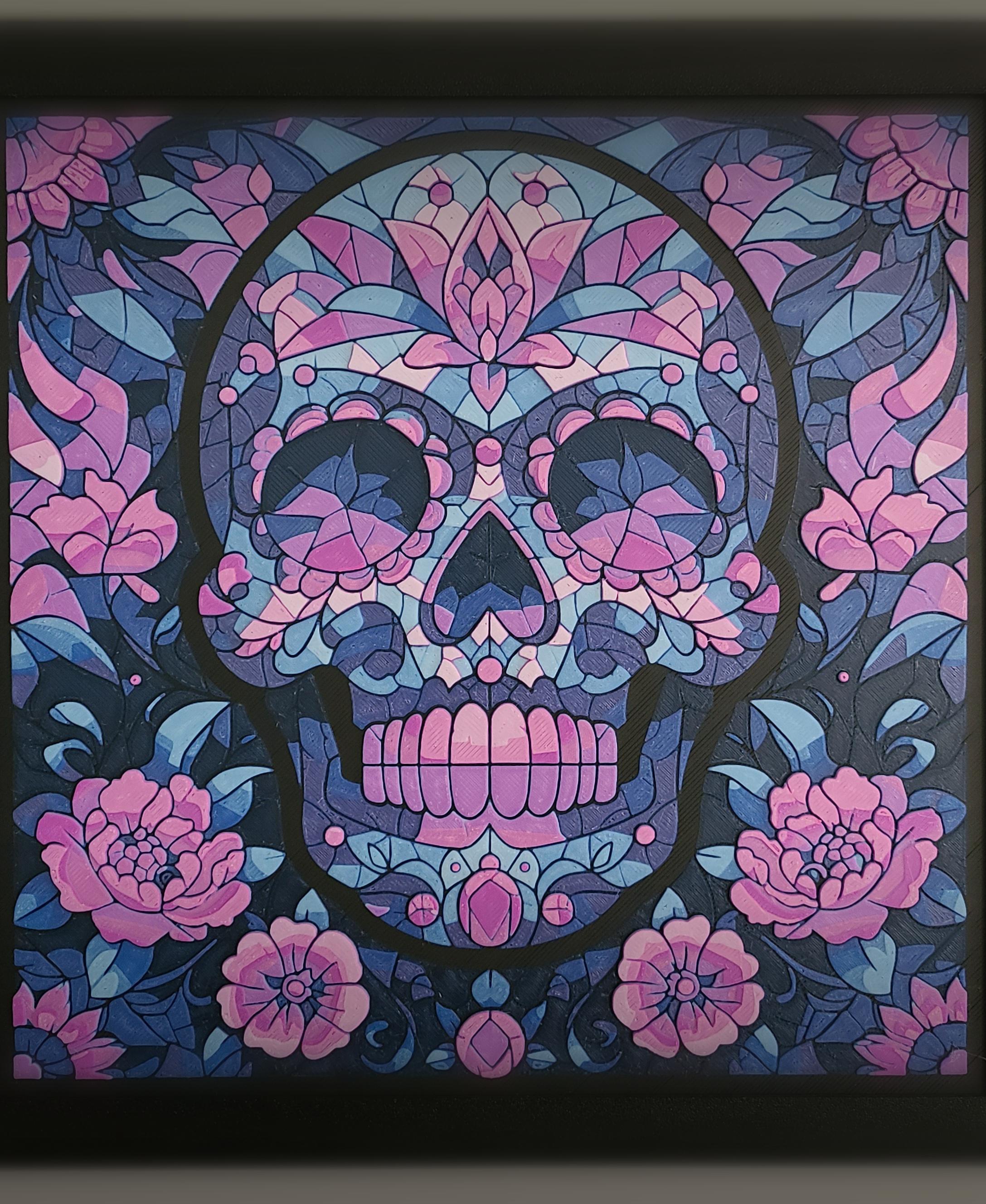 Stained Glass Sugar Skull - Filament Painting 3d model