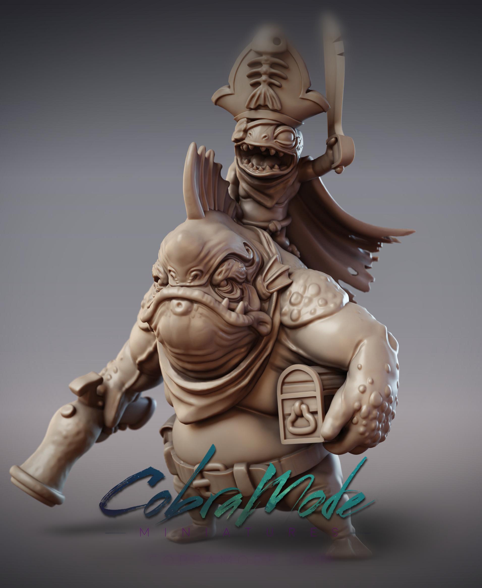 Fishfolk Pirate Crew - Padu, Sommos Pyraja First Mate and Murushu, Sommos Jow Pirate (Pre-supported) 3d model