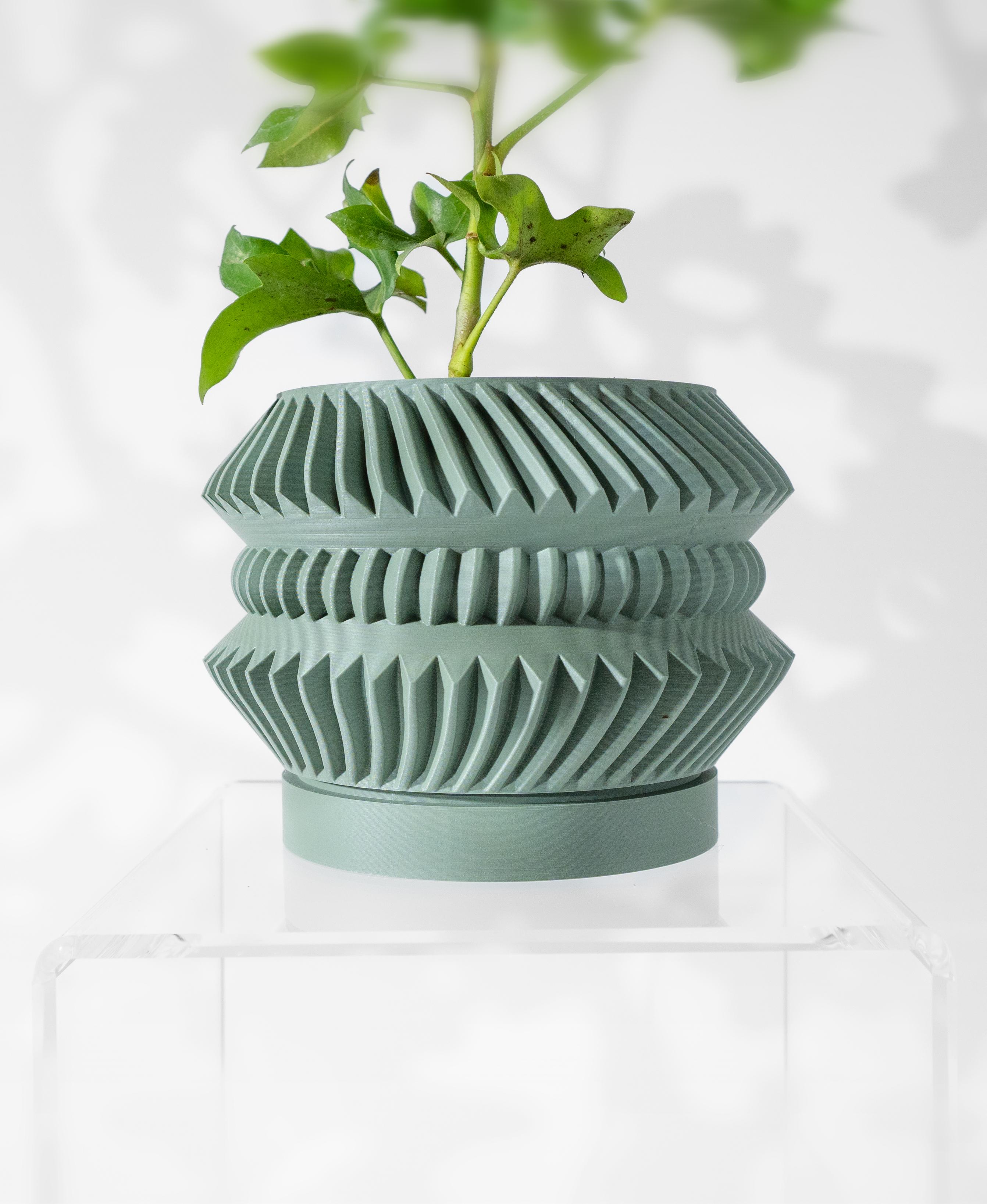 The Jako Planter Pot with Drainage Tray & Stand: Modern and Unique Home Decor for Plants 3d model