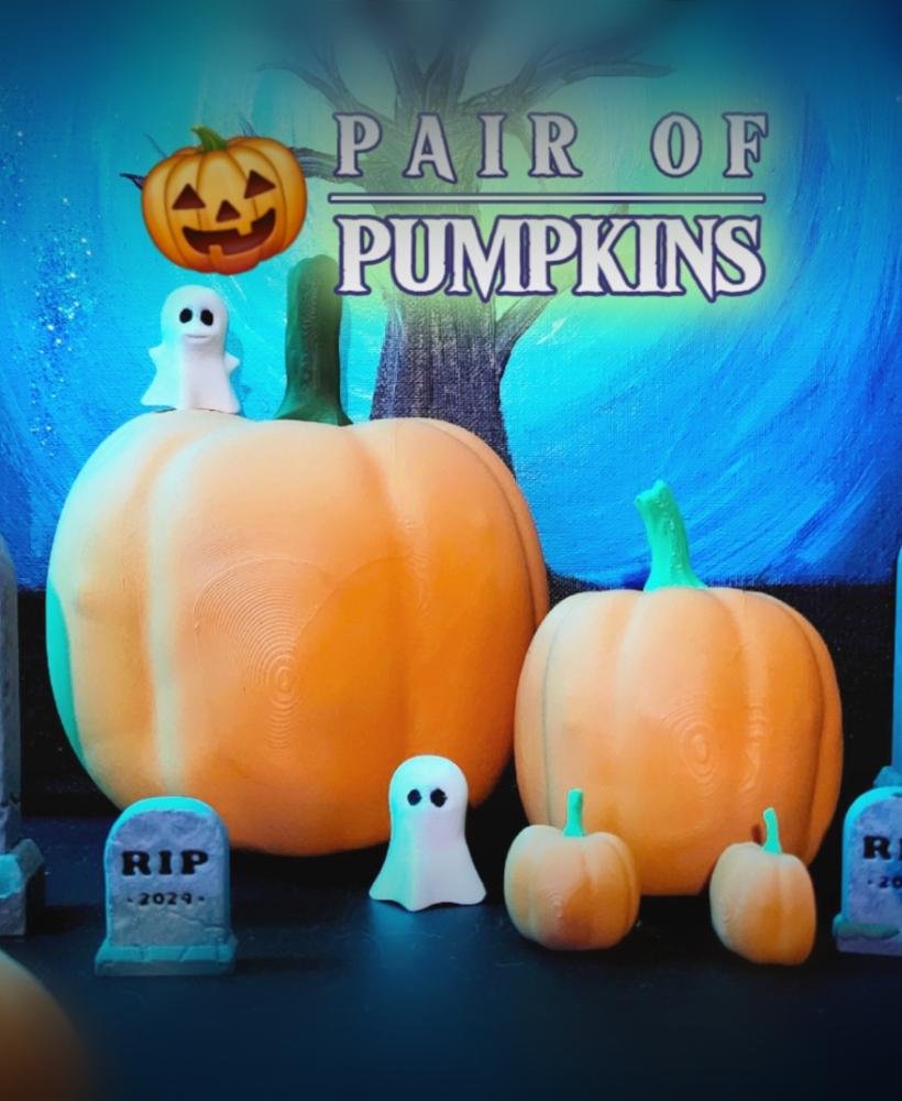 Pair of Classic Pumpkins Decorative 3D Wall Art Set :: SEASONAL [ Halloween 2024 ] 3d model