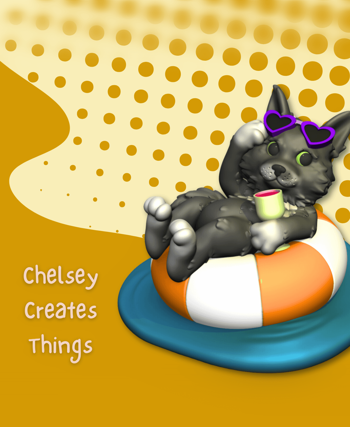 Summertime Cool Pool Cat 3d model