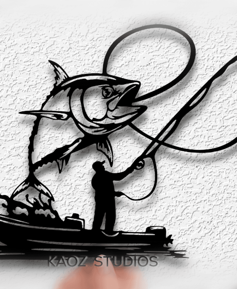 fishing wall art fish wall decor fisherman decoration 3d model