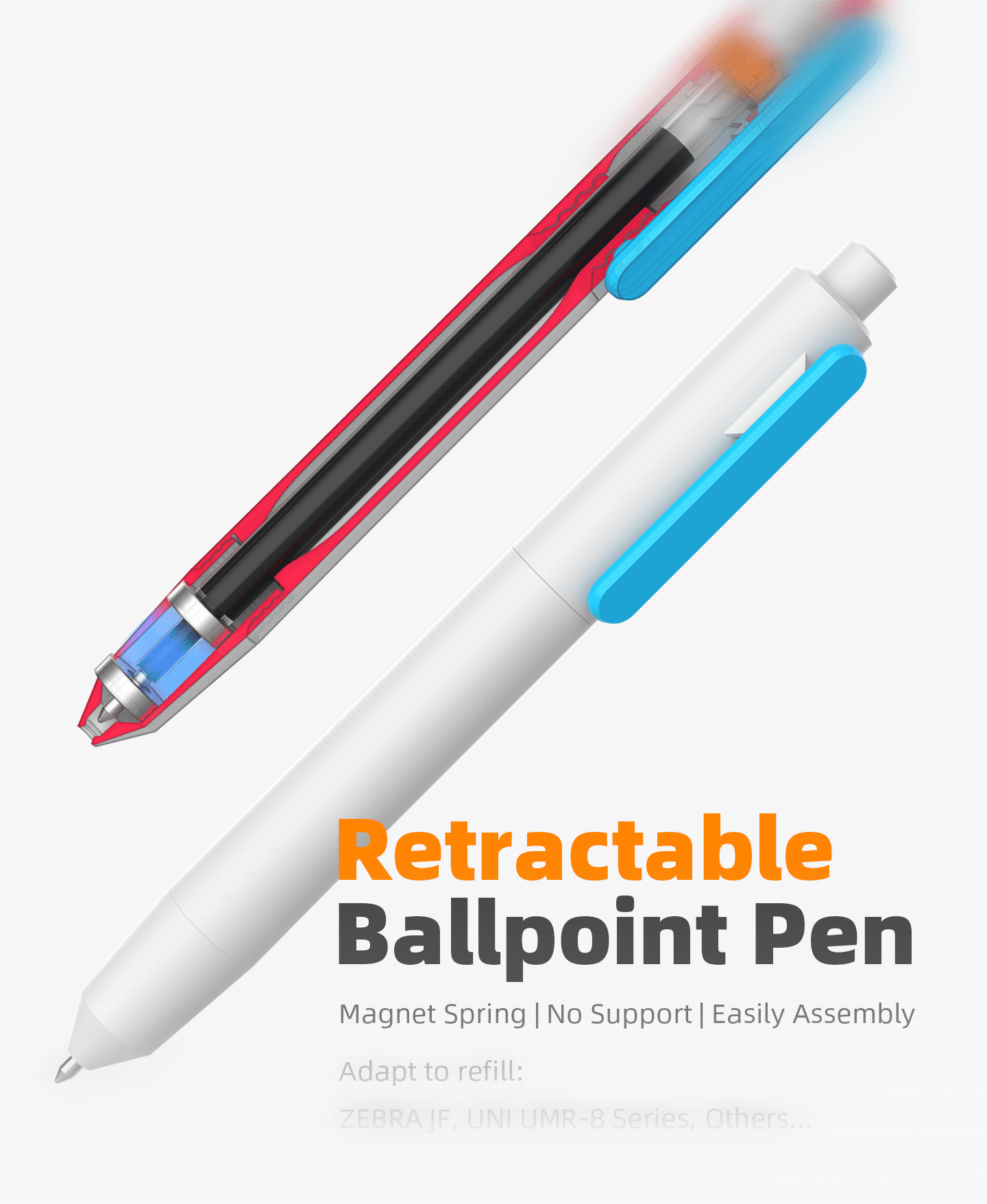 Retractable  Ballpoint Pen 3d model