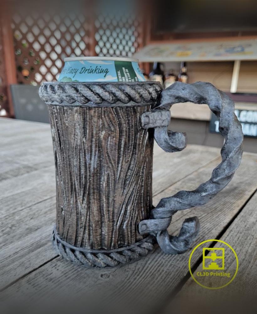 Wood Stein with Wrought Iron Handle Beer Can Koozie 3d model