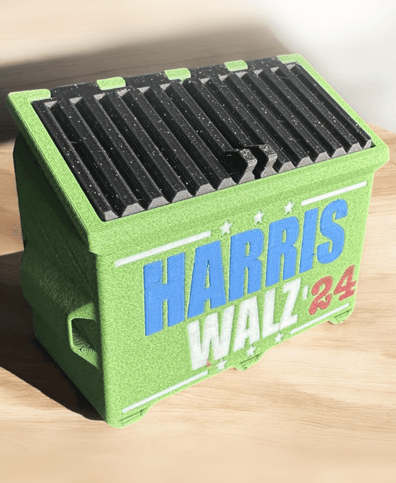 FREE HARRIS, KAMALA, COMMA, LA, DUMPSTER, MEME, BALLOT BOX.  3d model