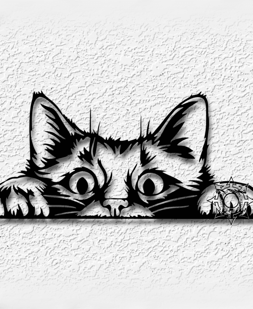 Cute Peeking Kitten wall art cat decor kitten art 3d model