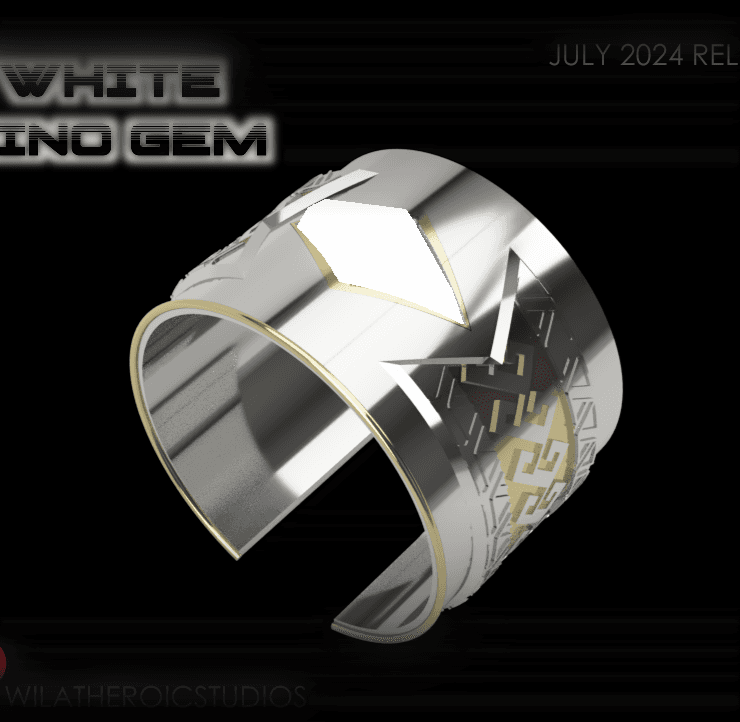 White Dino Gem Bracelet 3d model