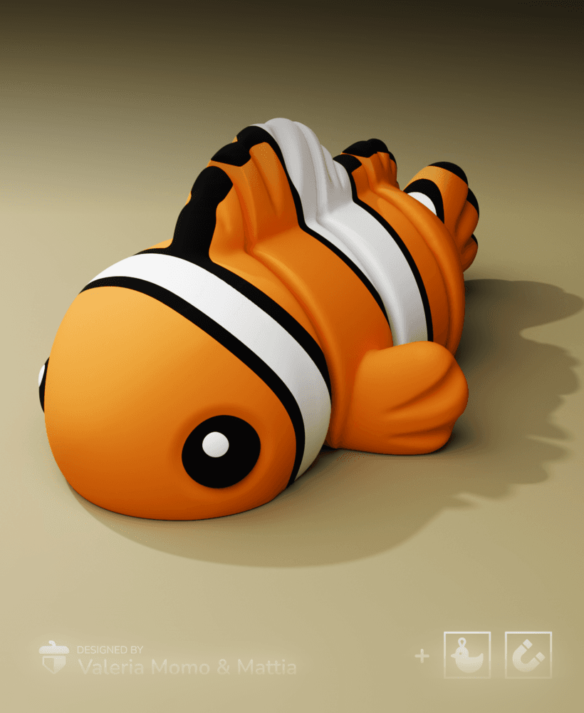 Cute Flexi Clownfish Nemo (Toy and Keychain) 3d model