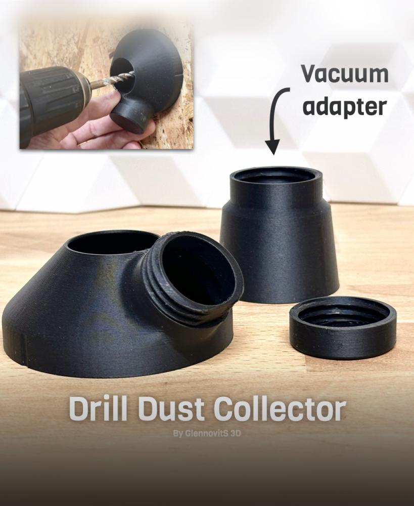 Drill Dust Collector (use with or without a vacuum - incl. alignment marks) 3d model