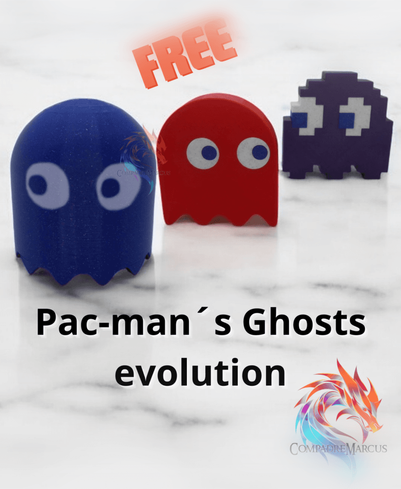 Pac-man ghost evolution figures / set of 3 / 3mf included 3d model