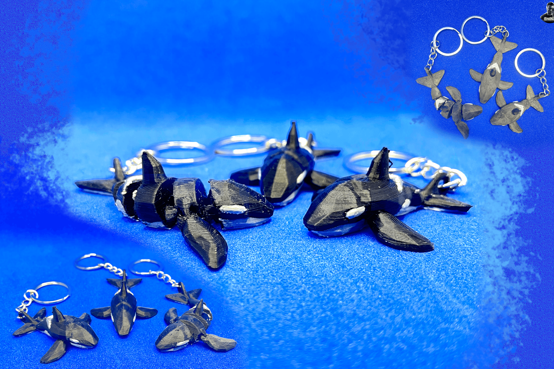 Low Poly Orca Keychains - 3 Versions - Multicolor!🐳