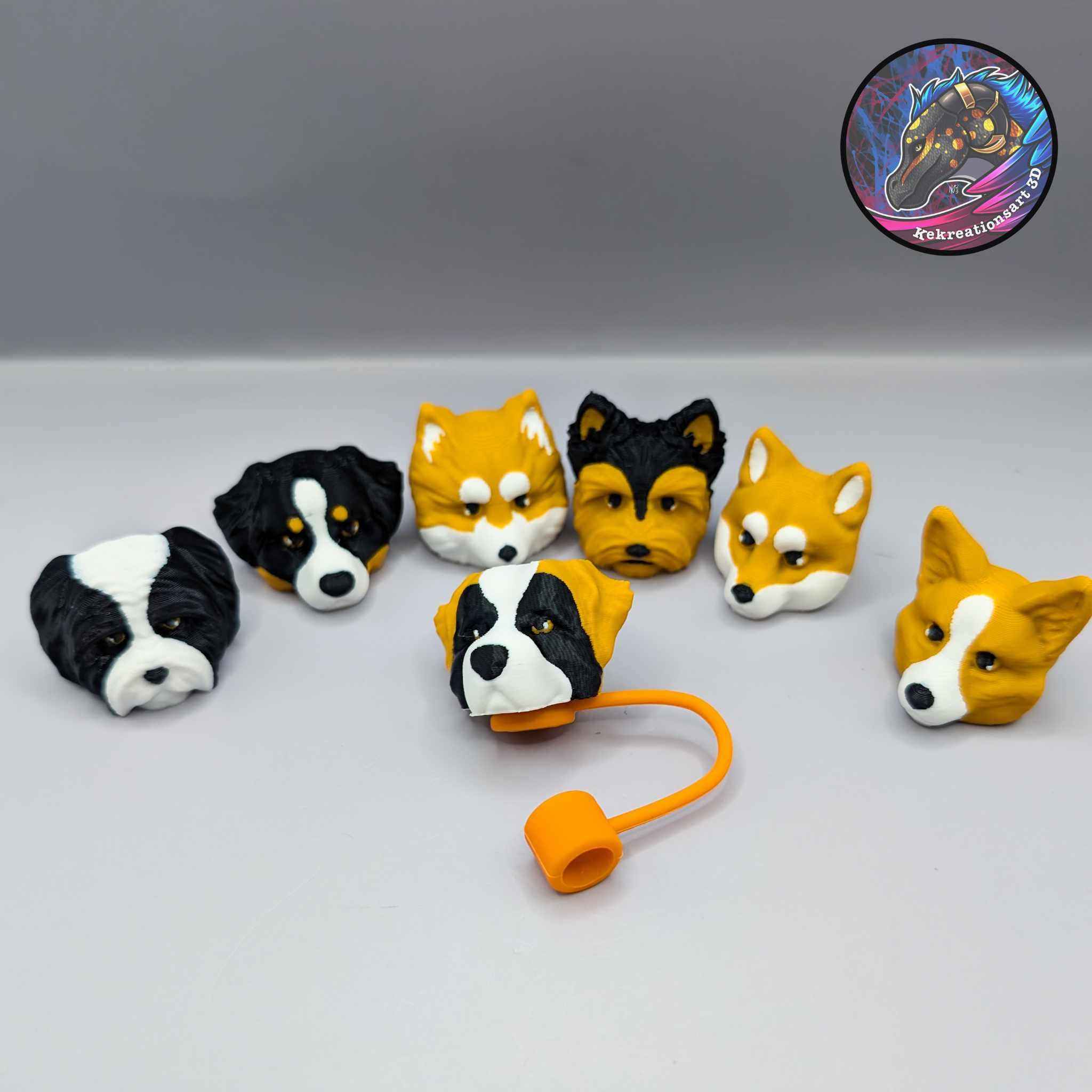 BOUTIQUE + FLEXI Dog Set 2 Straw Toppers + Keychains SUBSCRIBER EXCLUSIVE