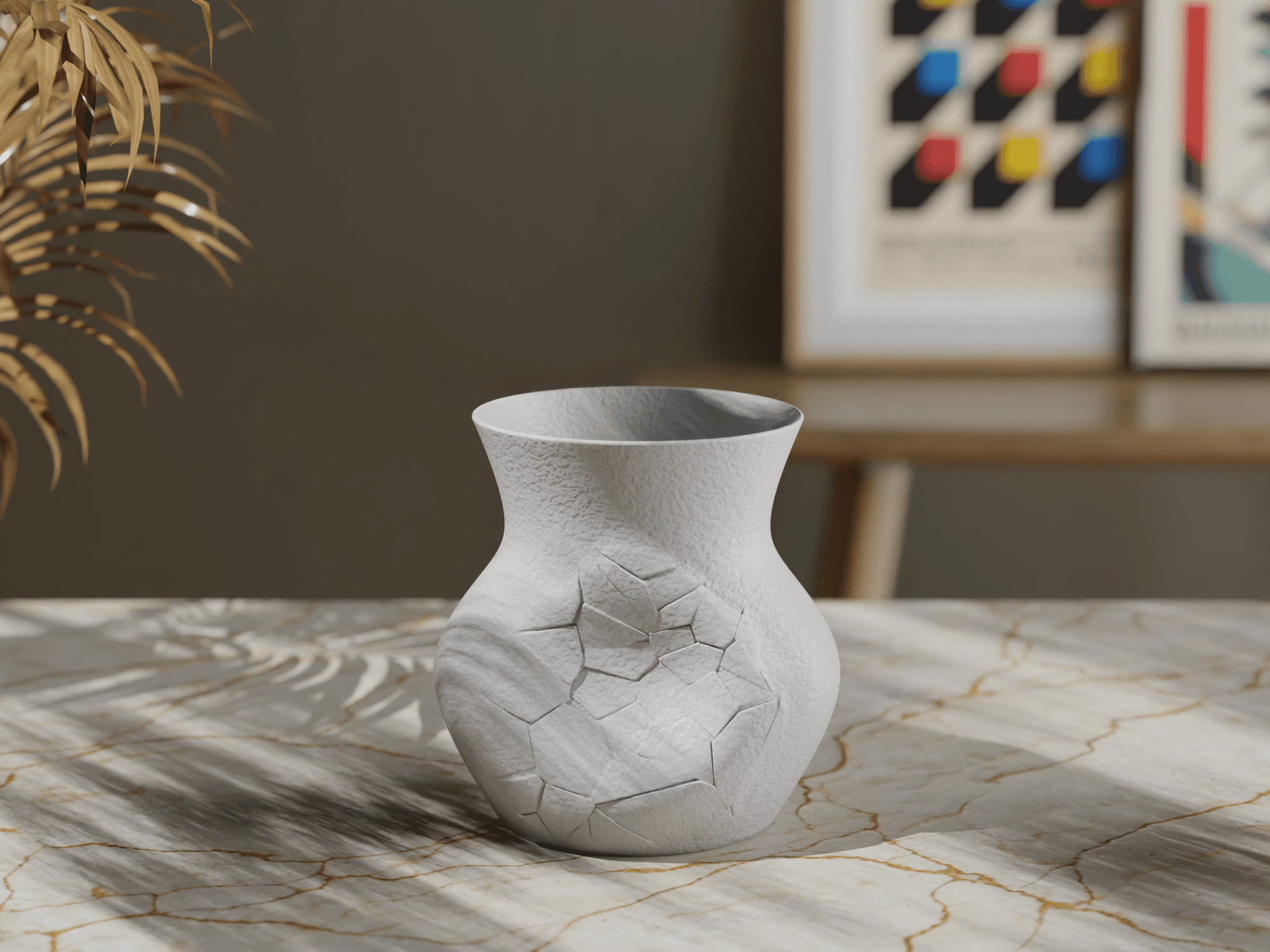 Shattered Pottery: A vase that embraces the beauty of imperfection. ✨