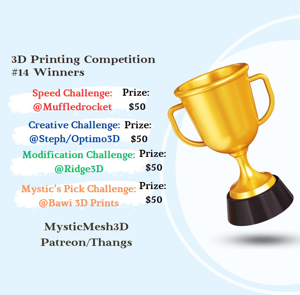 3D Printing Competition #14 Winners! 