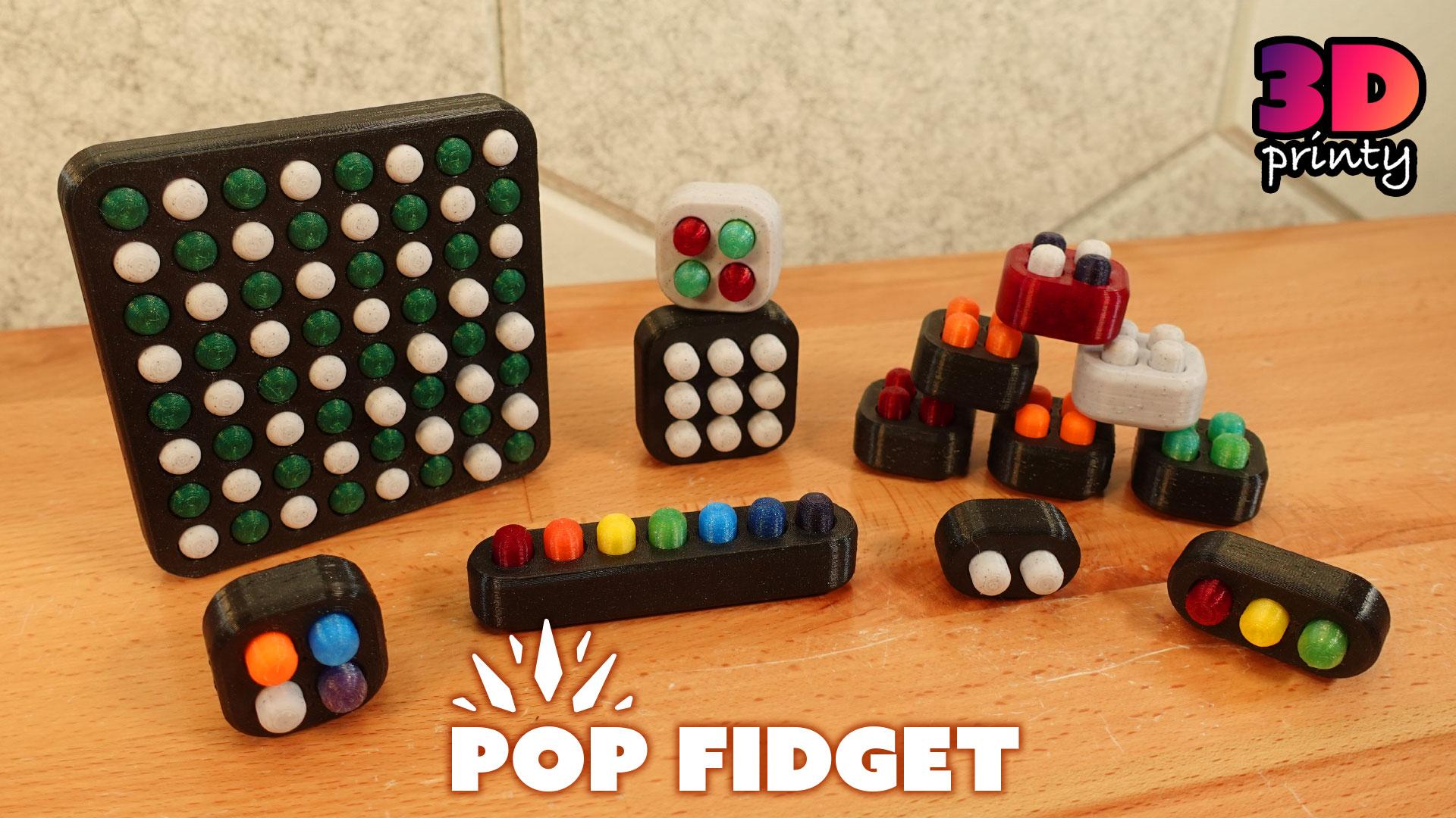 3D printed pop fidgets in many different sizes.