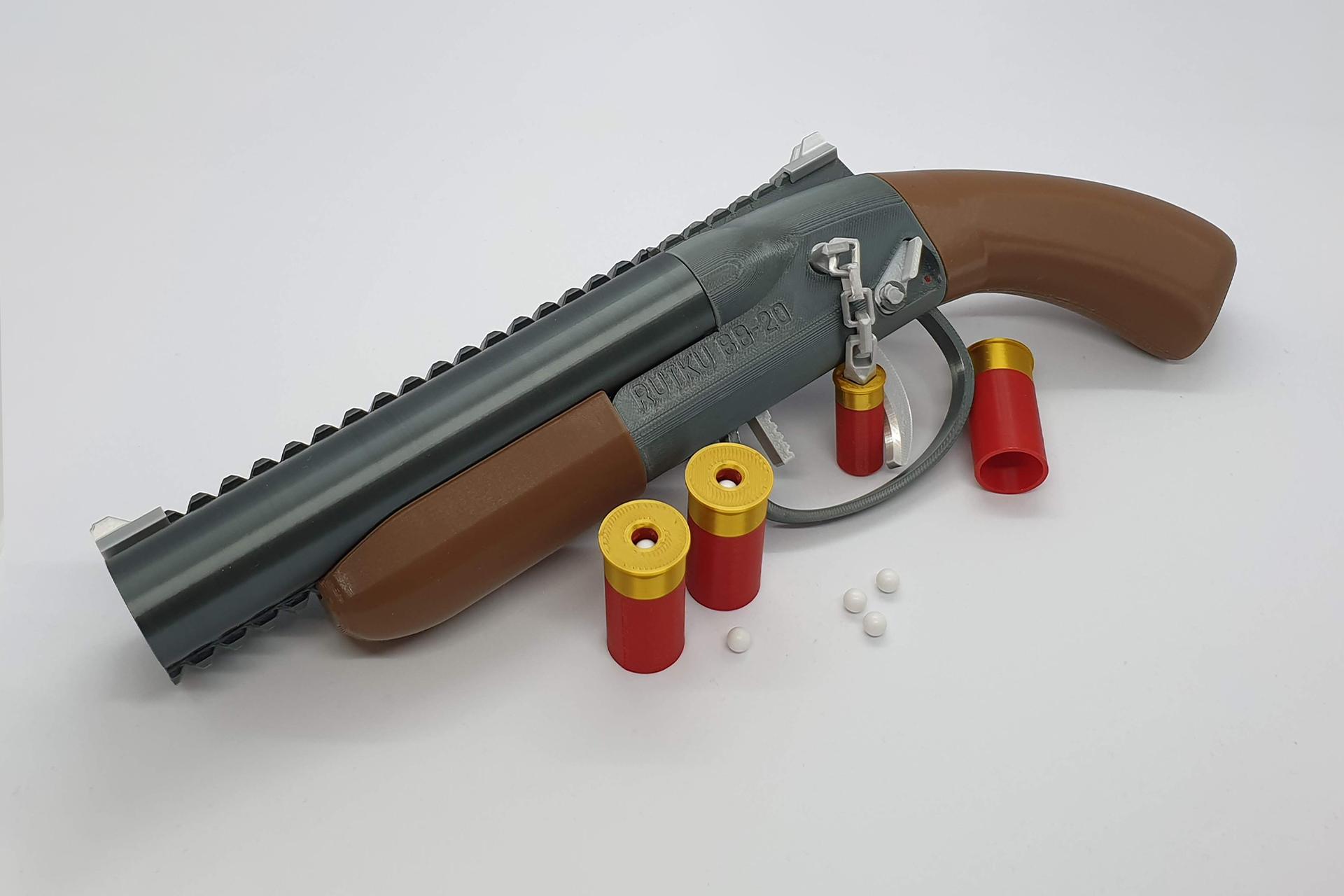 Rutku BB-20 — Fully 3D-printable airsoft shotgun with shells