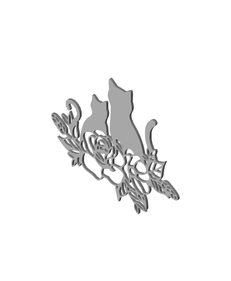 cats with flowers wall art floral kittens wall decor christmas decoration 3d model