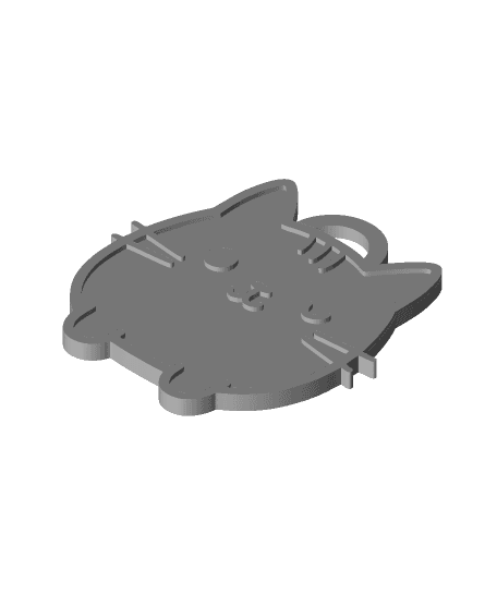 Kawaii Cat Keyring 6 (Single Extruder) 3d model