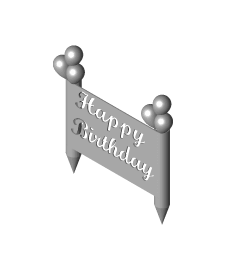 Birthday Banner with Balloons 3d model