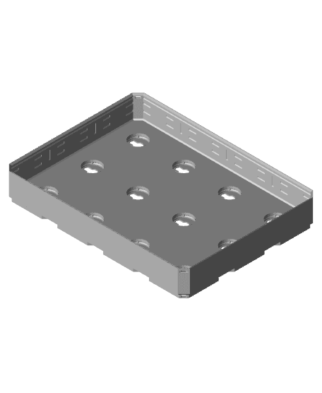 4x3x0·5, Lock Hole Base, Multigrid Bin 3d model