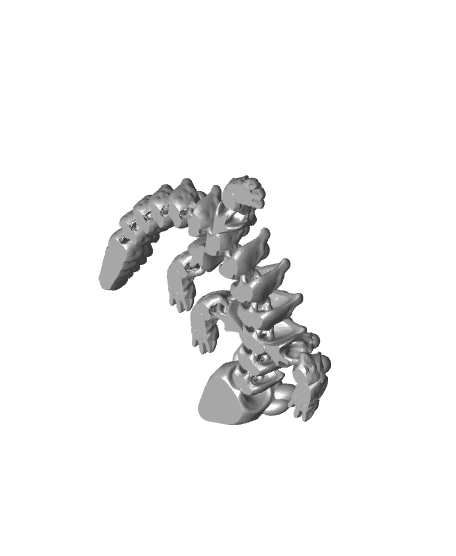 Articulated Dragon - Pearl Dragon, Style #2 - Snap-Flex Fidget Toy 3d model