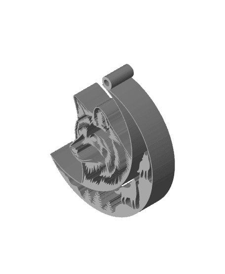 wolf moon earrings howling wolf pendant set 3d model