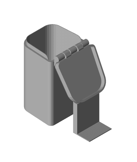 Desktop Trash Bin With Hinged Lid (easy print in place) 3d model