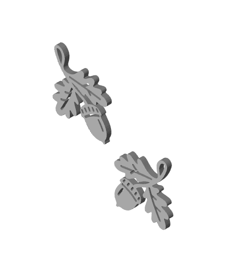 acorn earrings autumn jewelery fall pendant or thanksgiving keychain 3d model