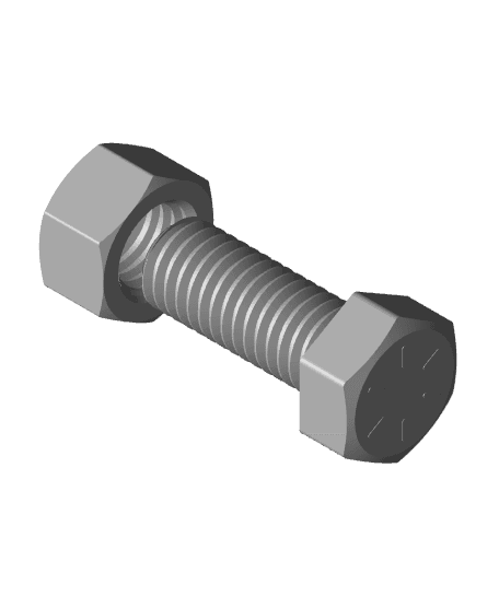 1/2' x 1 1/4" Bolt and Nut(13pitch thread) 3d model