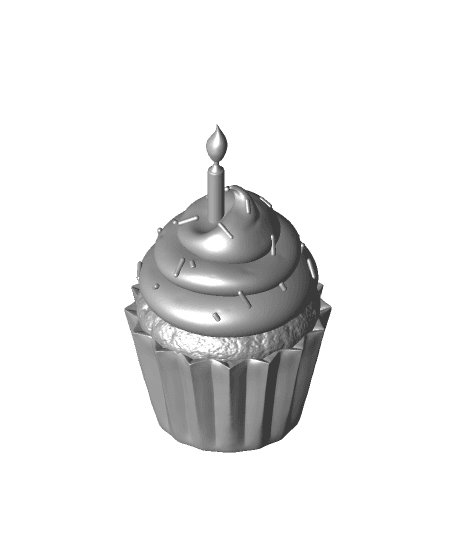 Cupcake with Sprinkles & Candle +MMU Files 3d model