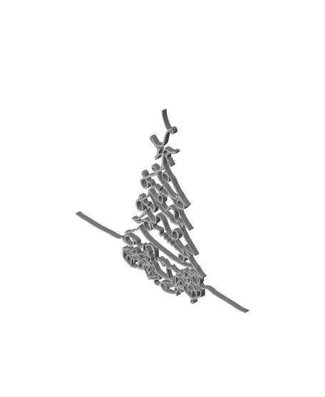 Christmas tree line wallart 3d model