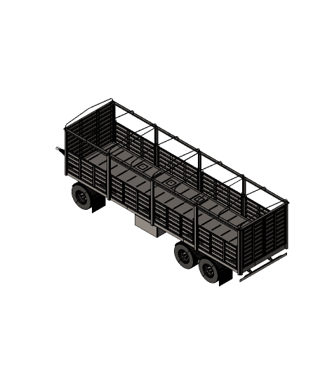 Stake Semitrailer (Acoplado con Baranda Volcable) 3d model