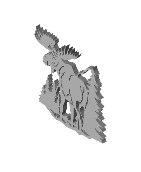 Moose in the Mountains scenery wall art 3d model