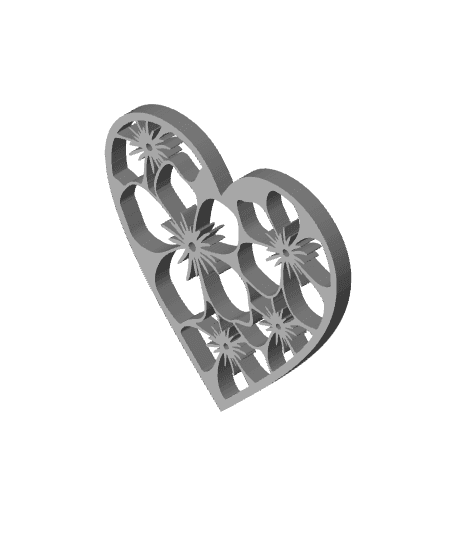 Hibiscus heart wall art love wall decor valentines day flowers decoration 3d model