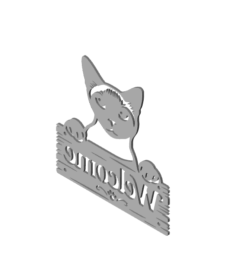 siamese cat wall art kitty wall decor kitten welcome sign decoration 3d model