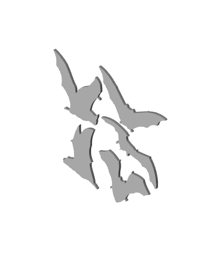 5 Realistic Bats wall art Halloween decor 3d model