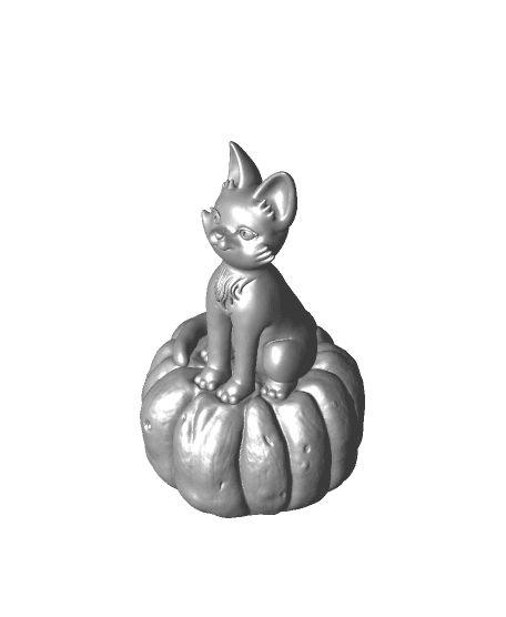 Cat on a Pumpkin 3d model
