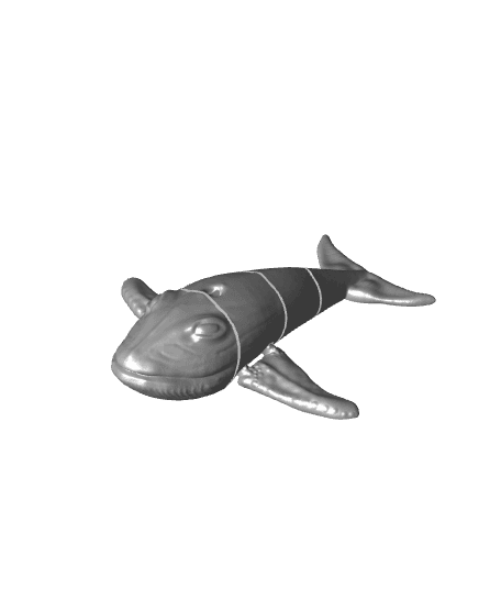  SIMPLE FLEXI BALEEN WHALE - SUPPORT FREE - PRINT IN PLACE 3d model
