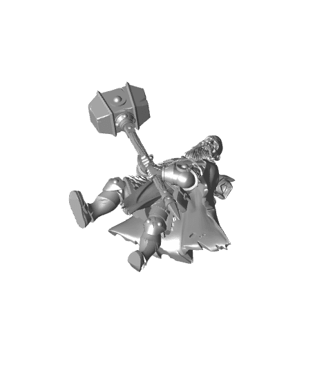 Human Male Paladin Hammer - With Free Dragon Warhammer - 5e DnD Inspired for RPG and Wargamers 3d model