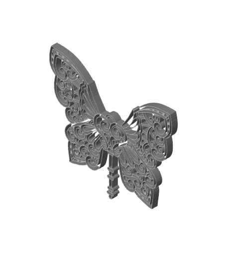 celtic butterfly wall art skeleton key decor 3d model