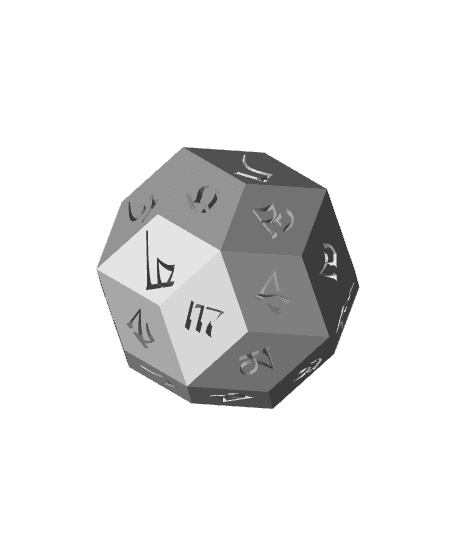Tibetan Alphabet d30 Polyhedral Die 3d model