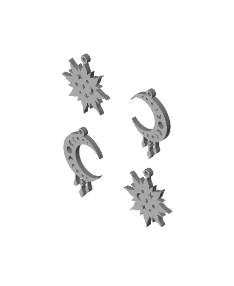 mystical earrings celestial jewelry cosmos designs christmas star 3d model