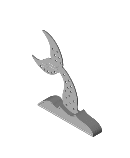 Mermaid tail earring holder 3d model