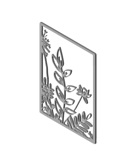 floral panel leaves wall art panoramic scenery wall decor 3d model
