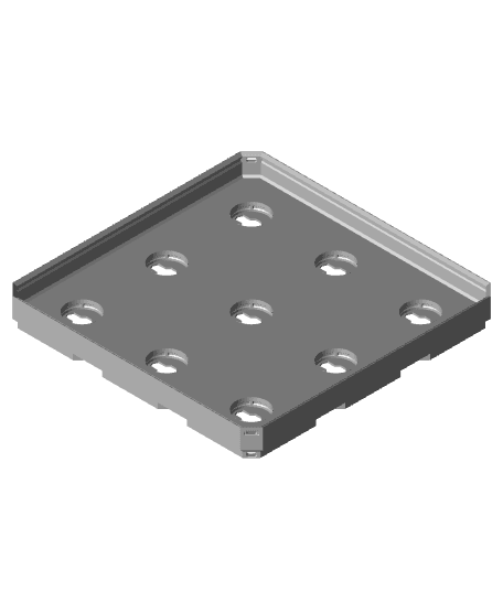 3x3x0·25, Lock Hole Base, Multigrid Bin 3d model