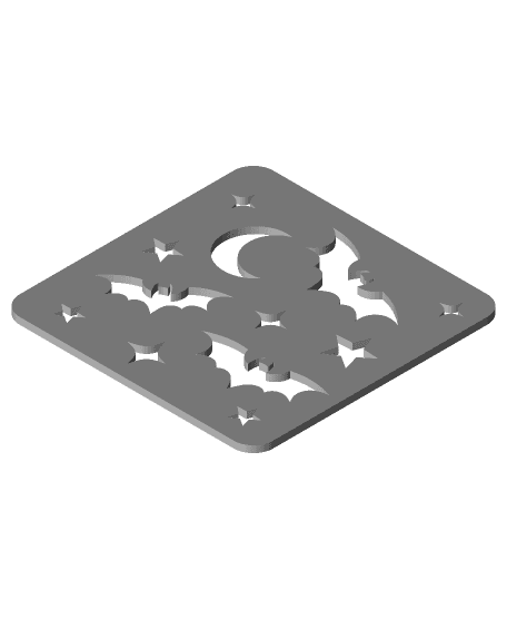 Spooky Coasters - Bats Square 3d model
