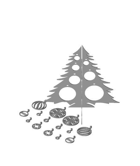 Christmas tree and baubles ornament 3d model
